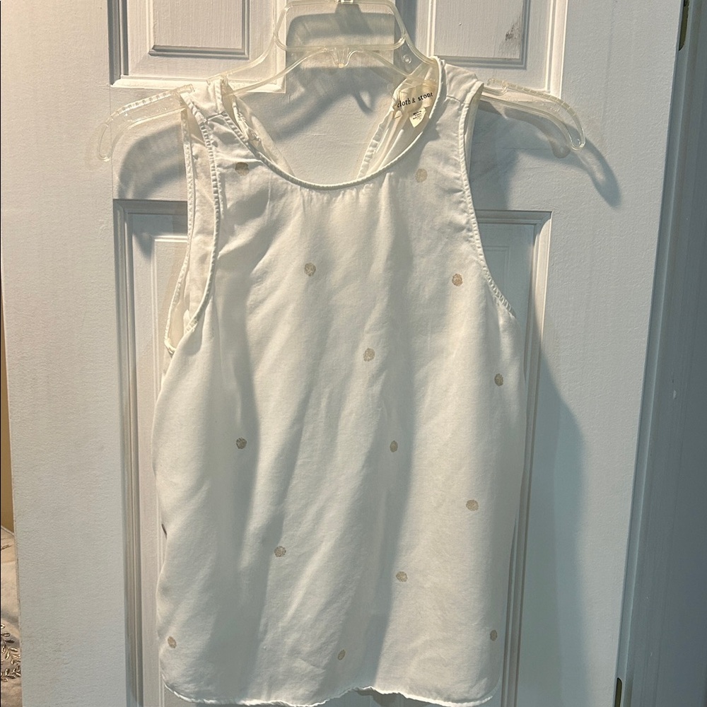 Cloth & Stone White Sleeveless Top with Polka Dots